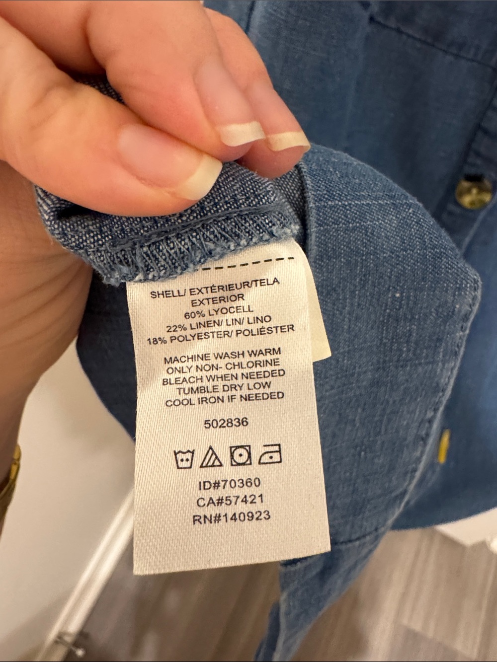 LOFT Chambray Denim Linen Blend Button Up Mini Dress with Pockets - Picture 7 of 9